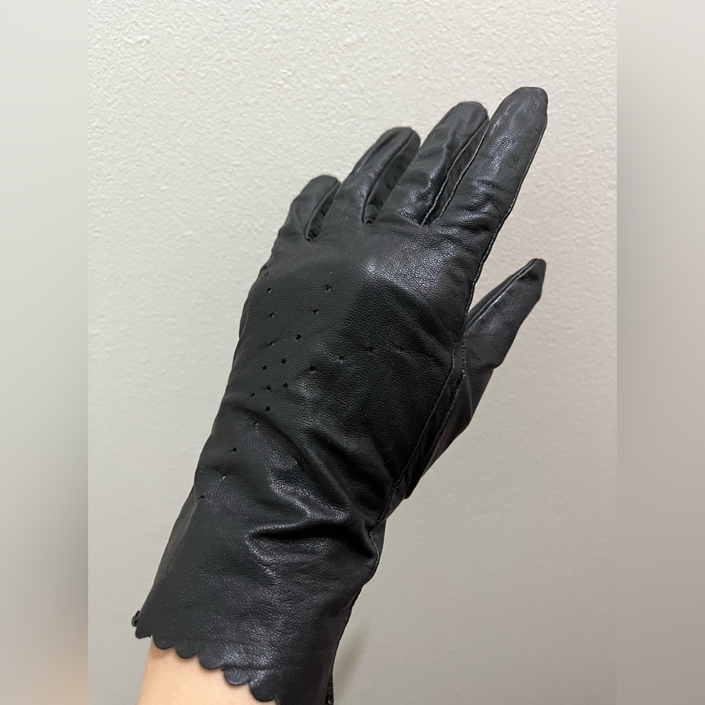 Genuine black leather gloves - S (M) size
